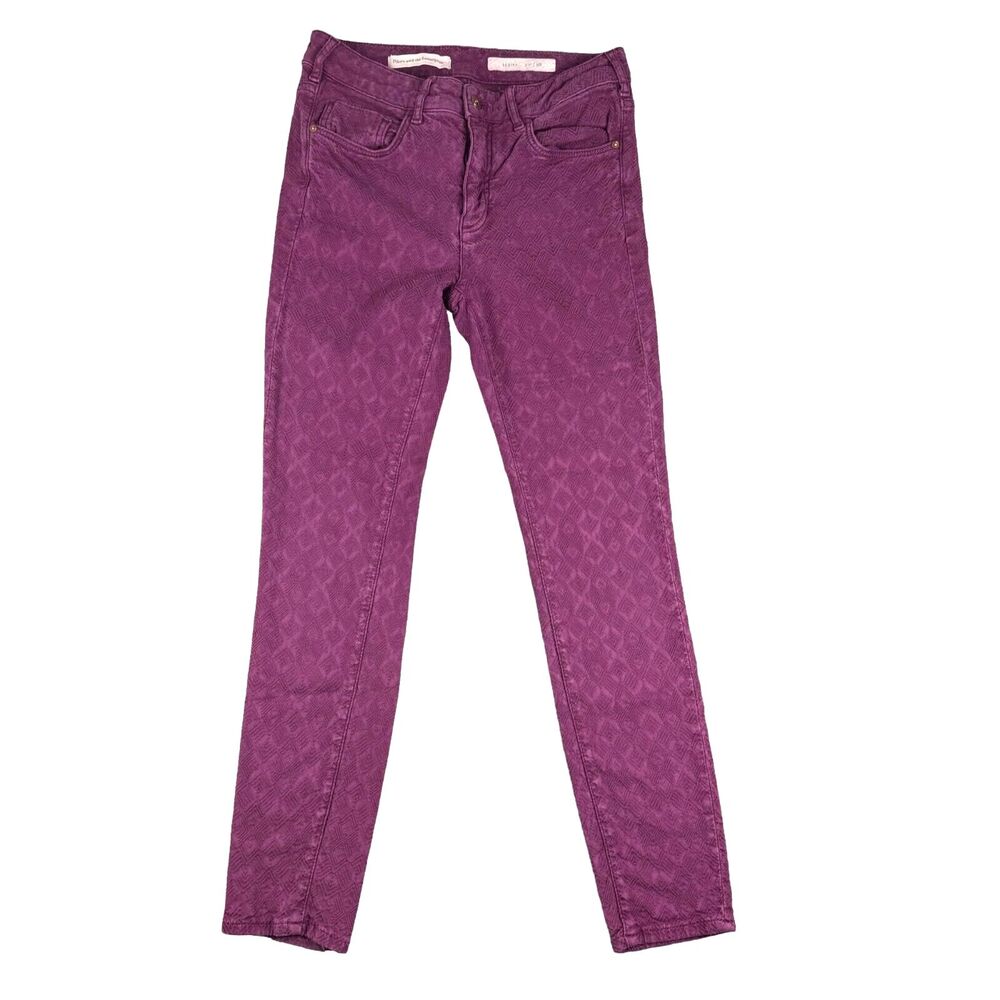 Pilcro and the Letterpress Script Jeans Womens 28 Purple Textured Cropped Skinny